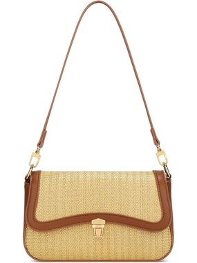 〽️ Women's Weave Khaki Cute Hobo Mini Clutch Purses Zipper Small Crossbody Bag